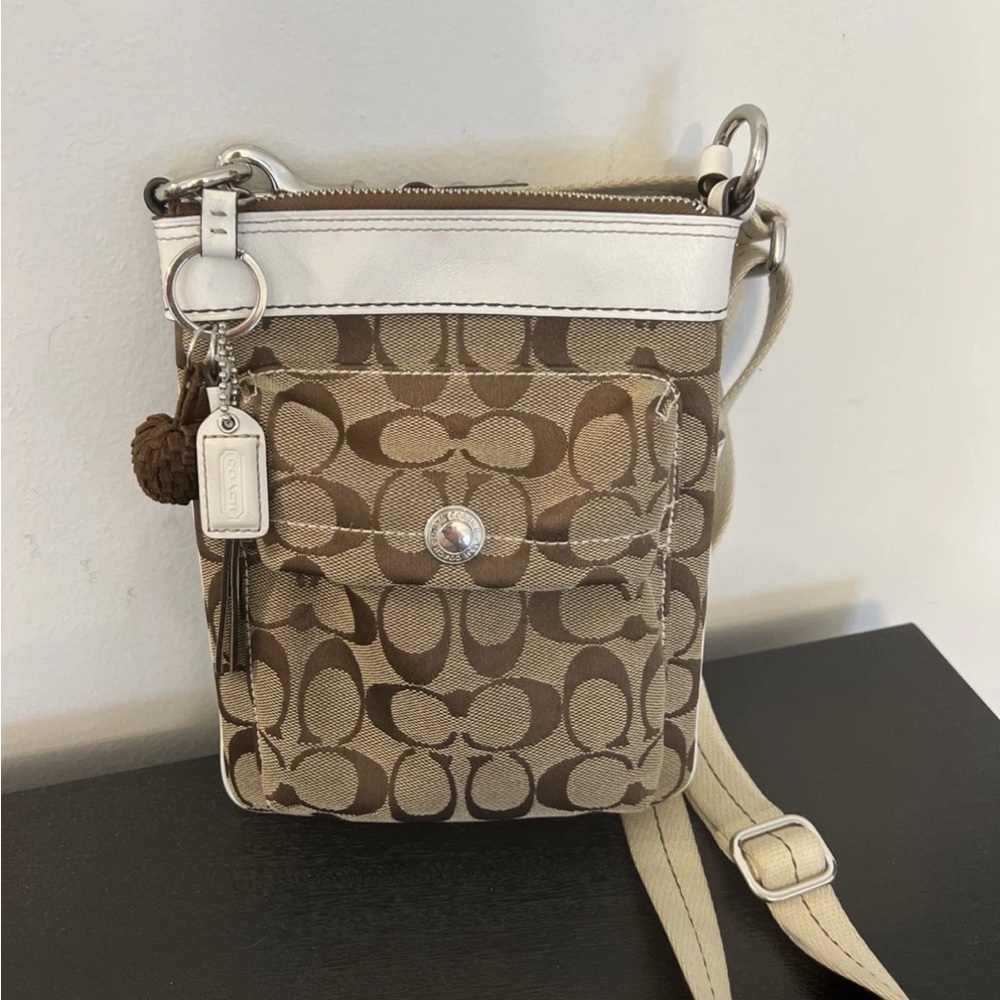 Coach Crossbody in Khaki and White Trim